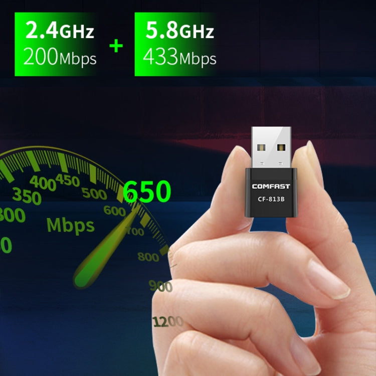 COMFAST CF-813B 650Mbps Dual-band Bluetooth Wifi USB Network Adapter, CF-813B COMFAST CF-813B 650Mbps Dual-band Bluetooth Wifi USB Network Adapter, CF-813B